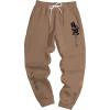imageMens Jogger Sweatpants Letter Graphic Drawstring Waist Casual Gym Workout Athletic Jogger PantsKhaki