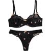 imageWomens 2 Piece Lingerie Set Floral Lace Mesh Underwire Push Up Lingerie Bra and Panty SetBlack