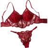 imageWomens 2 Piece Lingerie Sets Floral Embroidery Push Up Mesh Bra and Panty SetsRed