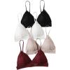 imageWomens 4 Pack Floral Lace Adjustable Straps Wireless Bra Scallop Trim Molded Bralettes SetsMulticolor
