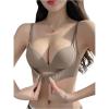 imageWomens Front Closure Seamless Bra Push Up Comfy Bras V Neck Wireless BraletteBrown