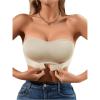 imageWomens Front Closure Strapless Bandeau Bra Sleeveless Wireless Bralette Tube TopsDeep Khaki