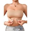 imageWomens Front Closure Strapless Bandeau Bra Sleeveless Wireless Bralette Tube TopsKhaki