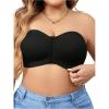 imageWomens Plus Size Front Closure Strapless Bra Wireless Padded Bandeau BraletteBlack