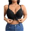 imageWomens Plus Size Lace Front Closure Bra Adjustable Straps Push Up Underwire BrasBlack
