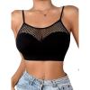 imageWomens Sheer Mesh Hollow Out Bralettes Backless Wireless Bra Sleeveless Cropped Push Up BrasBlack