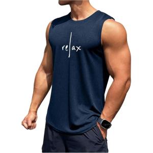 imageMens Crewneck Sleeveless Tank Tops Casual Graphic Vest Top Vintage Summer Tee Shirts StreetwearDeep Blue