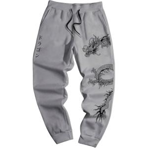 imageMens Graphic Letter Print Sweatpants Drawstring Waist Tie Front Workout Pants Jogger Pants with PocketGrey