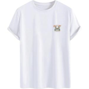 imageMens Graphic Tees Floral Print Short Sleeve Crew Neck Vintage Tee Shirt Casual Summer Tee TopsWhite Graphic