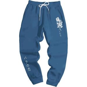 imageMens Jogger Sweatpants Letter Graphic Drawstring Waist Casual Gym Workout Athletic Jogger PantsDark Blue