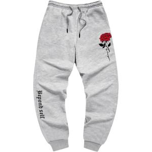imageMens Jogger Sweatpants Letter Graphic Drawstring Waist Casual Gym Workout Athletic Jogger PantsLight Grey