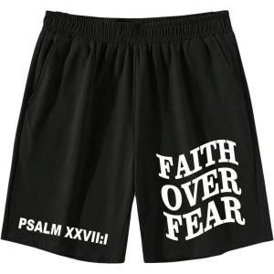 imageMens Letter Graphic Shorts Elastic High Waisted Straight Leg Street Track Shorts with PocketsBlack