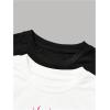 imageGirls 2 Packs Graphic Tees Short Sleeve Crew Neck Crop Tops Slim Fit Summer Cute TeesBlack White
