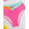 imageGirls 2 Piece Swimsuit Color Block Ribbed Spaghetti Strap High Cut Cute Bikini Bathing SuitMulticolor
