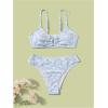 imageGirls 2 Piece Swimsuits Floral Spaghetti Strap O Ring Bathing Suit Cute Bikini SetsBlue and White