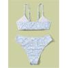 imageGirls 2 Piece Swimsuits Floral Spaghetti Strap O Ring Bathing Suit Cute Bikini SetsBlue and White
