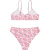 imageGirls 2 Piece Swimsuits Floral Spaghetti Strap O Ring Bathing Suit Cute Bikini SetsPink