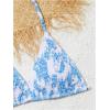 imageGirls 2 Piece Swimsuits Tie Dye Smocked Triangle Halter Cute Bikini Set High Waisted Bathing SuitBlue