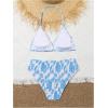 imageGirls 2 Piece Swimsuits Tie Dye Smocked Triangle Halter Cute Bikini Set High Waisted Bathing SuitBlue