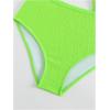 imageGirls 3 Piece High Wisted Bikini Set Backless Halter Bathing Suit Swimsuit Set with Cover Up SkirtsGreen