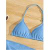 imageGirls 3 Piece High Wisted Bikini Set Backless Halter Bathing Suit Swimsuit Set with Cover Up SkirtsLight Blue