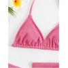imageGirls 3 Piece High Wisted Bikini Set Backless Halter Bathing Suit Swimsuit Set with Cover Up SkirtsPink