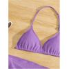 imageGirls 3 Piece High Wisted Bikini Set Backless Halter Bathing Suit Swimsuit Set with Cover Up SkirtsPurple