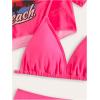 imageGirls 3 Piece Swimsuit Halter Backless High Waisted Bathing Suit with Tropical Cover UpHot Pink