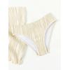 imageGirls 3 Piece Swimsuit Textured Halter Triangle Cute Bikini Bathing Suit with Cover Up Beach SkirtBeige