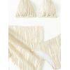 imageGirls 3 Piece Swimsuit Textured Halter Triangle Cute Bikini Bathing Suit with Cover Up Beach SkirtBeige