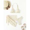 imageGirls 3 Piece Swimsuit Textured Halter Triangle Cute Bikini Bathing Suit with Cover Up Beach SkirtBeige