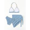 imageGirls 3 Piece Swimsuit Textured Halter Triangle Cute Bikini Bathing Suit with Cover Up Beach SkirtBlue