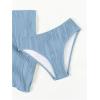 imageGirls 3 Piece Swimsuit Textured Halter Triangle Cute Bikini Bathing Suit with Cover Up Beach SkirtBlue
