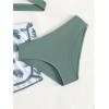 imageGirls 3 Piece Swimsuit Tropical Wrap Criss Cross Cute Bikini Set Bathing Suit with Beach ShortsDeep Green