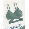 imageGirls 3 Piece Swimsuit Tropical Wrap Criss Cross Cute Bikini Set Bathing Suit with Beach ShortsDeep Green