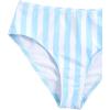imageGirls 3 Piece Triangle Halter Bathing Suit Wireless Swimsuit with Striped Mesh Cover Up SkirtBlue and White