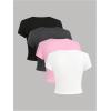 imageGirls Basic Crop Tops Crew Neck Slim Fit Teen Girls Clothes Summer T Shirts TopsMulticolor