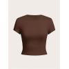 imageGirls Basic Tees Slim Fit Crop Tops Short Sleeve Crew Neck Girls Shirts Tops Summer ClothesBlack