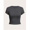 imageGirls Basic Tees Slim Fit Crop Tops Short Sleeve Crew Neck Girls Shirts Tops Summer ClothesBlack