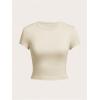 imageGirls Basic Tees Slim Fit Crop Tops Short Sleeve Crew Neck Girls Shirts Tops Summer ClothesKhaki