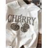 imageGirls Bow Cherry Graphic Tees Short Sleeve Crewneck Cute T Shirts Tops for Teens Summer TopsAll White