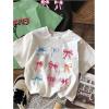 imageGirls Bow Cherry Graphic Tees Short Sleeve Crewneck Cute T Shirts Tops for Teens Summer TopsGreen Multicolor