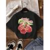 imageGirls Bow Cherry Graphic Tees Short Sleeve Crewneck Cute T Shirts Tops for Teens Summer TopsPink White Black