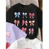 imageGirls Bow Cherry Graphic Tees Short Sleeve Crewneck Cute T Shirts Tops for Teens Summer TopsPurple Multicolor