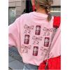 imageGirls Bowknot Letter Graphic Tee Round Neck Short Sleeve Cute Tops Loose T ShirtBowknot Pink