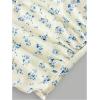 imageGirls Ditsy Floral Print Bow Lace T Shirt Short Sleeve Halter V Neck Ruched Tee ShirtBeige
