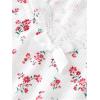 imageGirls Ditsy Floral Print Bow Lace T Shirt Short Sleeve Halter V Neck Ruched Tee ShirtRed
