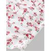 imageGirls Ditsy Floral Print Bow Lace T Shirt Short Sleeve Halter V Neck Ruched Tee ShirtRed
