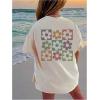 imageGirls Floral Graphic Print Cute T Shirts Crew Neck Short Sleeve Clothes Loose Summer Cute Tops for GirlsApricot