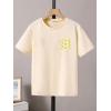 imageGirls Floral Graphic Print Cute T Shirts Crew Neck Short Sleeve Clothes Loose Summer Cute Tops for GirlsApricot Flower